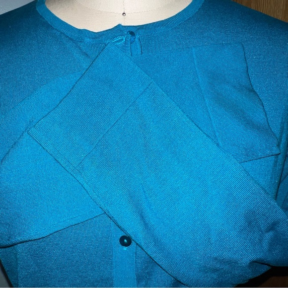 August Silk Teal Blue Long Sleeve Button Front Cardigan Sweater Women's XL - Picture 6 of 11